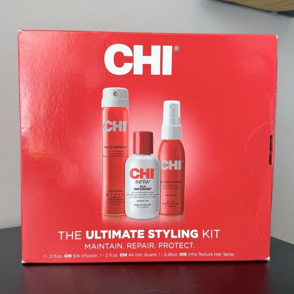 CHI Styling Kit Silk Infusion 44 IronGuard Heat Protectant Texture Hairspray NEW